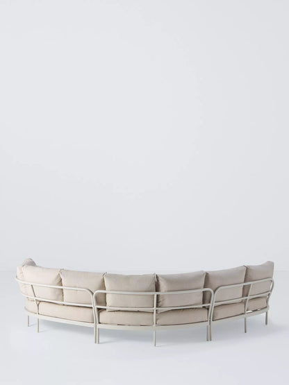 John Lewis Lozenge 5-Seater Modular Curved Garden Sofa & Coffee Table Set, Cream