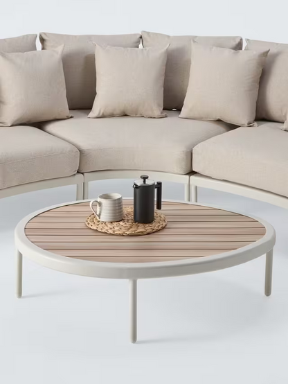 John Lewis Lozenge 5-Seater Modular Curved Garden Sofa & Coffee Table Set, Cream