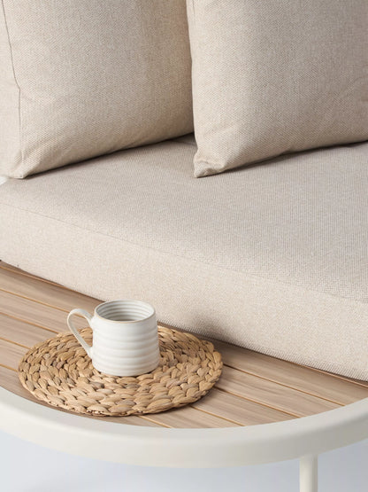 John Lewis Lozenge 5-Seater Modular Curved Garden Sofa & Coffee Table Set, Cream