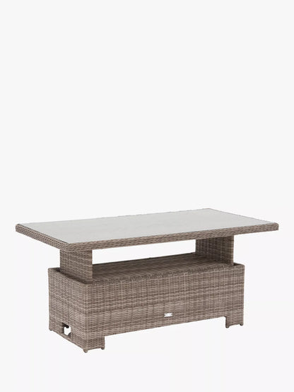 John Lewis Rye Woven 6-Seater Corner Garden Sofa with Dining/Lounging Table & 1 Footstools Set, Natural