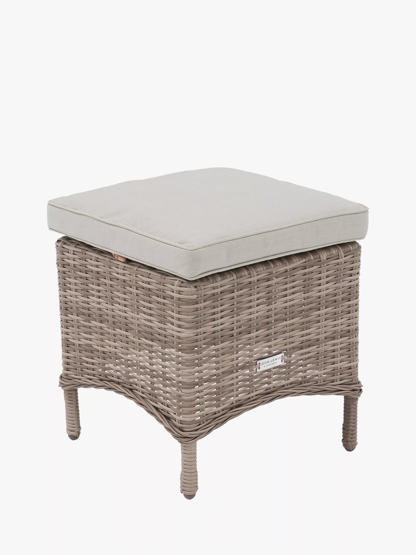 John Lewis Rye Woven 6-Seater Corner Garden Sofa with Dining/Lounging Table & 3 Footstools Set, Natural 