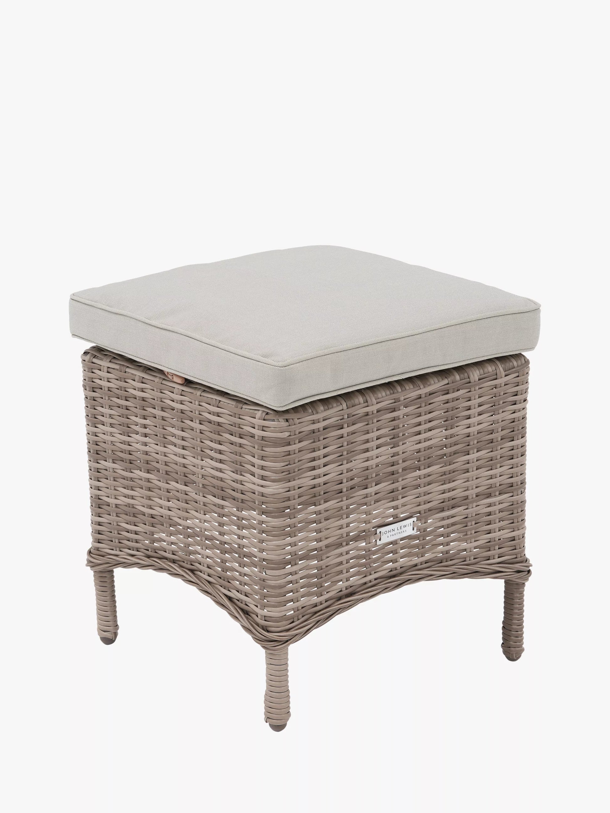 John Lewis Rye Woven 6-Seater Corner Garden Sofa with Dining/Lounging Table & 3 Footstools Set, Natural 