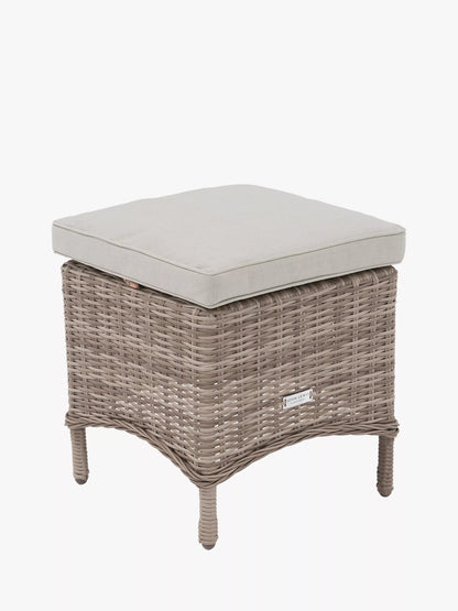 John Lewis Rye Woven 6-Seater Corner Garden Sofa with Dining/Lounging Table & 3 Footstools Set, Natural 