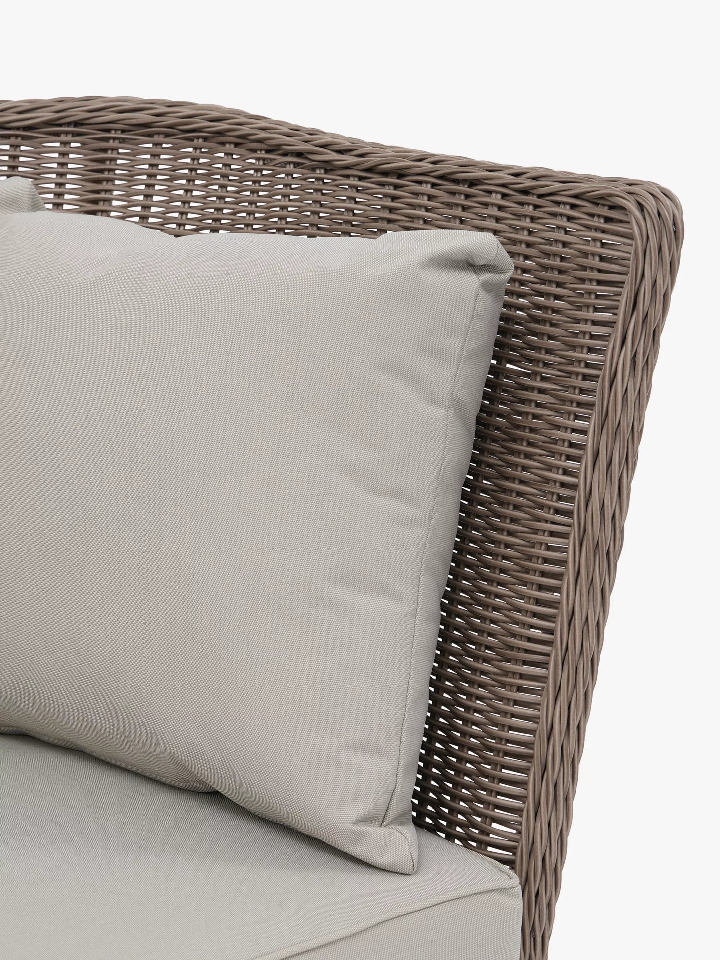 John Lewis Rye Woven 6-Seater Corner Garden Sofa with Dining/Lounging Table & 3 Footstools Set, Natural 