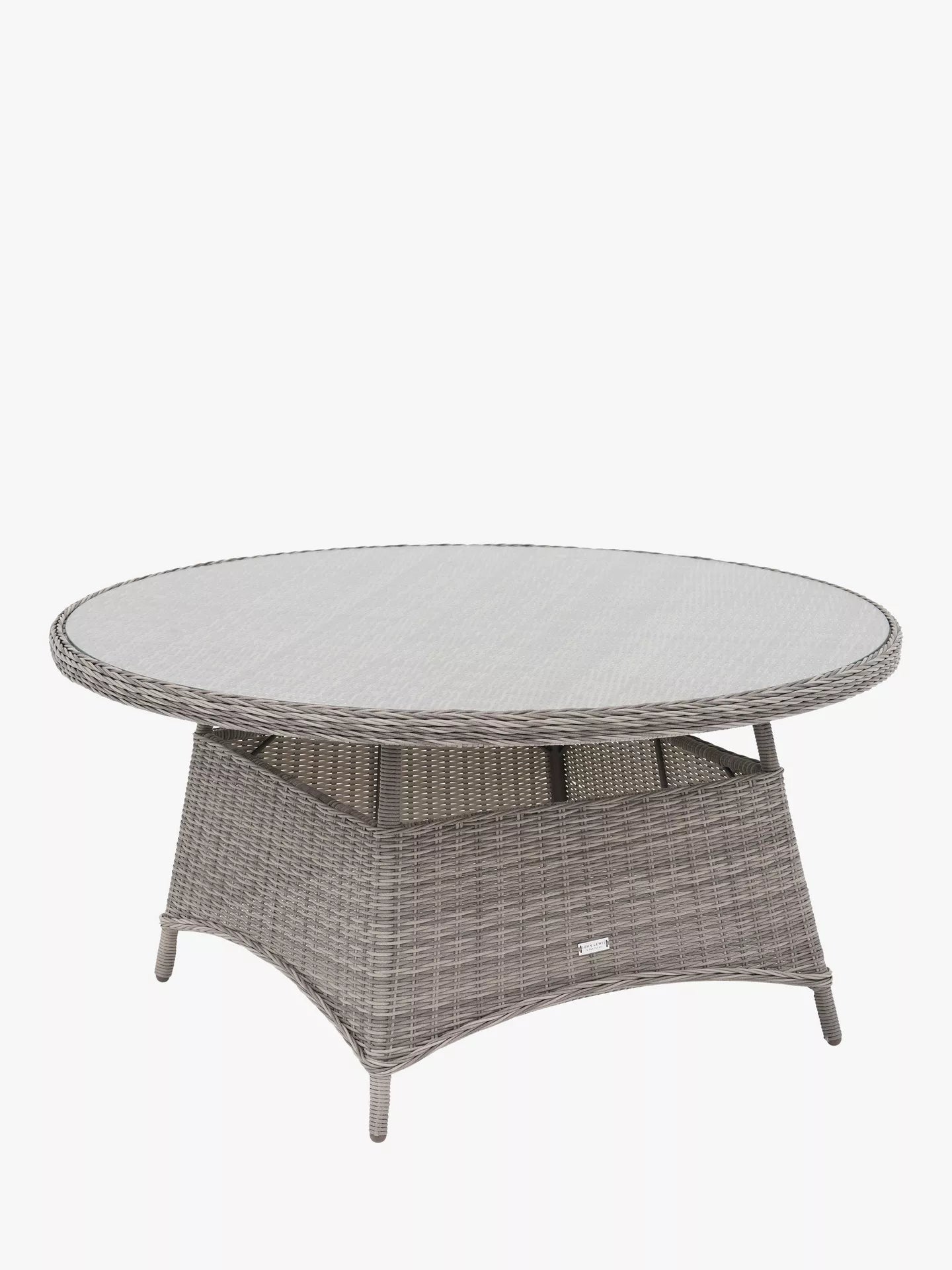 John Lewis Rye Woven 6-Seater Round Garden Dining Table, Grey