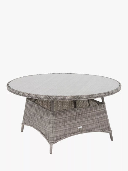 John Lewis Rye Woven 6-Seater Round Garden Dining Table, Grey