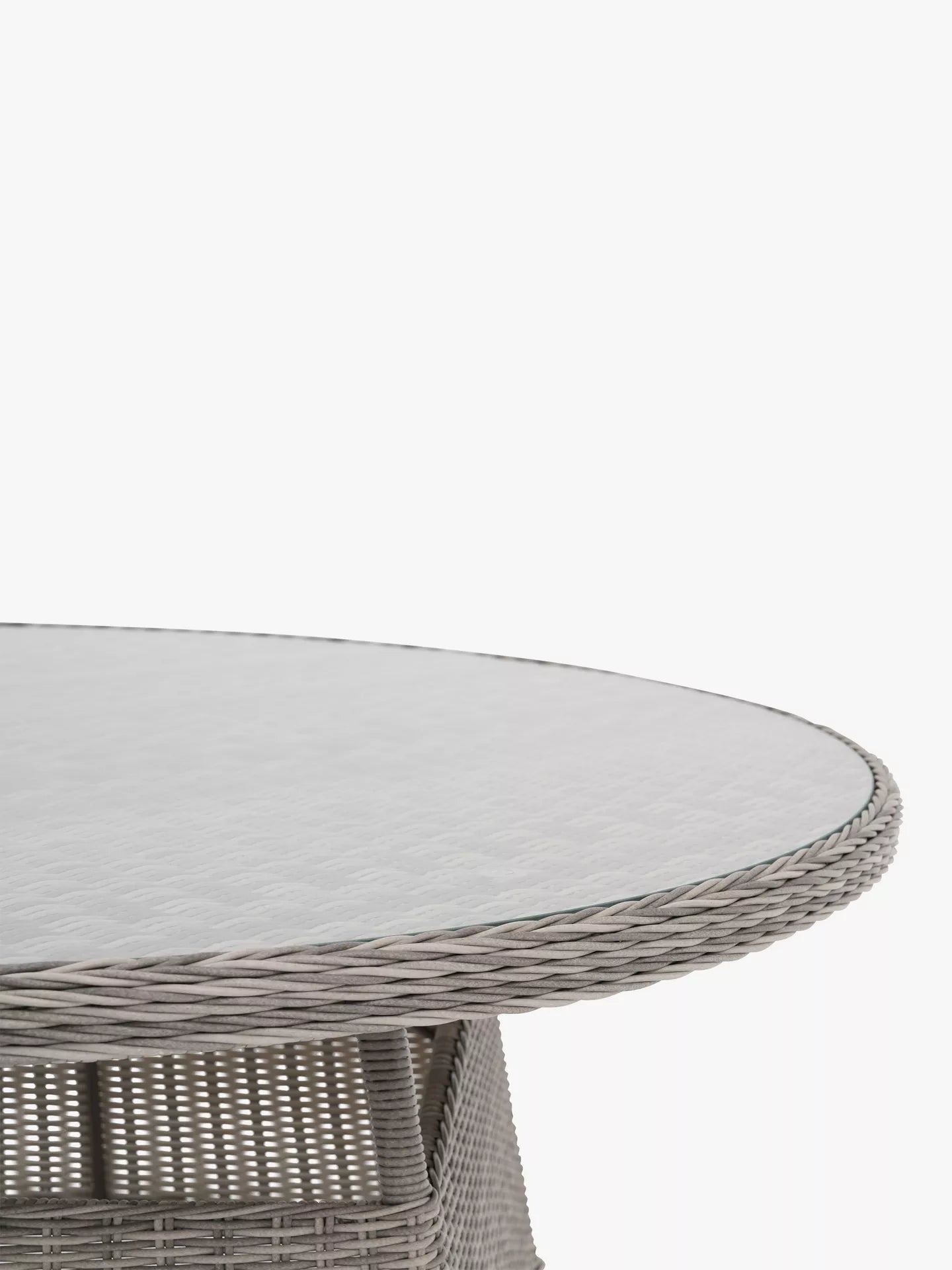 John Lewis Rye Woven 6-Seater Round Garden Dining Table, Grey