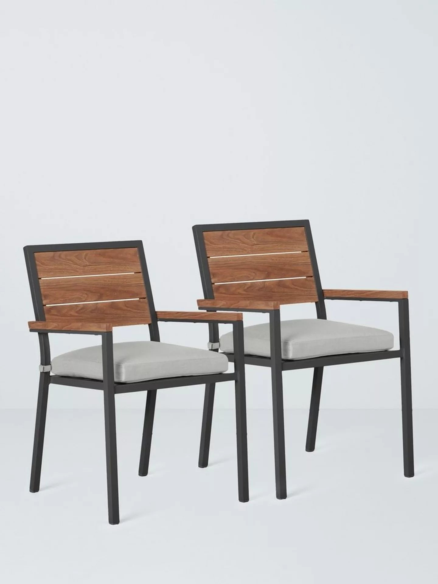 John Lewis Platform Garden Dining Armchair, Set of 2, Grey