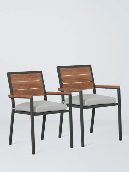 John Lewis Platform Garden Dining Armchair, Set of 2, Grey