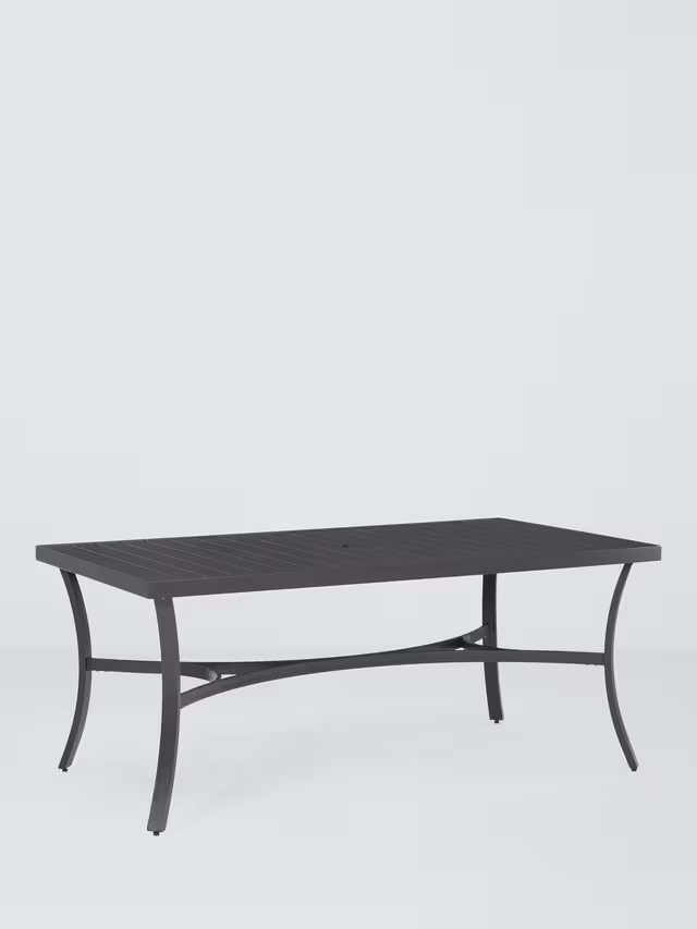 John Lewis Marlow Aluminium 6-Seater Rectangular Garden Dining Table & Chairs Set, Black/Grey