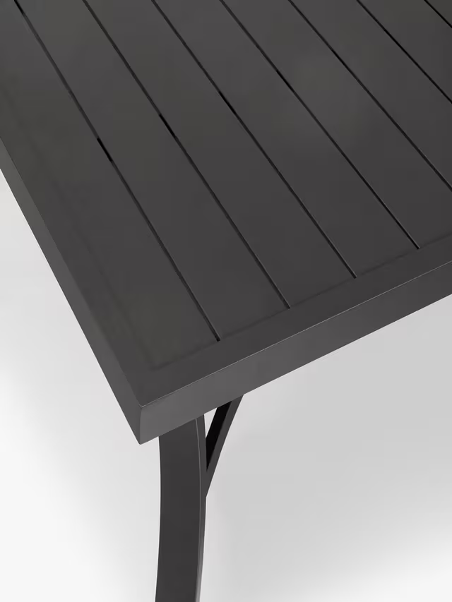 John Lewis Marlow Aluminium 6-Seater Rectangular Garden Dining Table & Chairs Set, Black/Grey