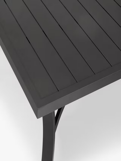 John Lewis Marlow Aluminium 6-Seater Rectangular Garden Dining Table & Chairs Set, Black/Grey