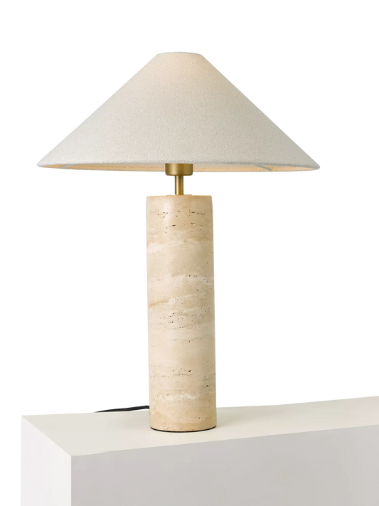 John Lewis Travertine Column Table Lamp, Brass