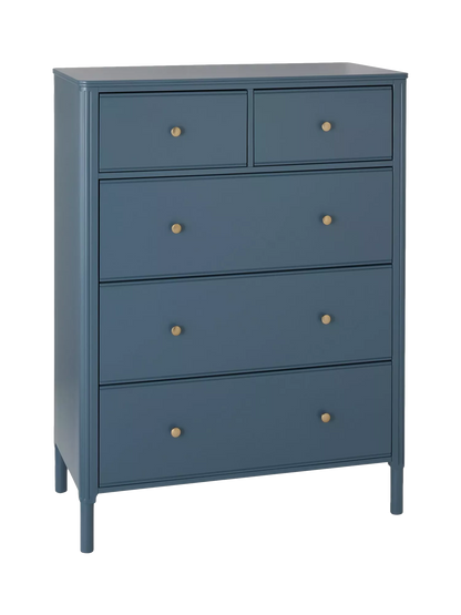 John Lewis Pillar 5 Drawer Chest, Blue