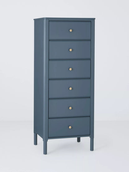 John Lewis Pillar 6 Drawer Tallboy Chest, Blue