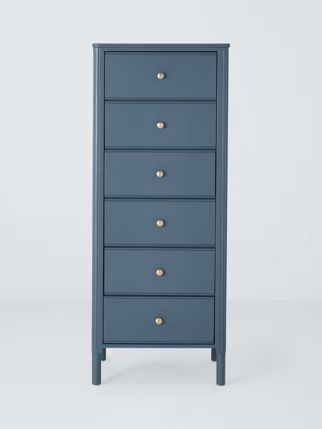 John Lewis Pillar 6 Drawer Tallboy Chest, Blue