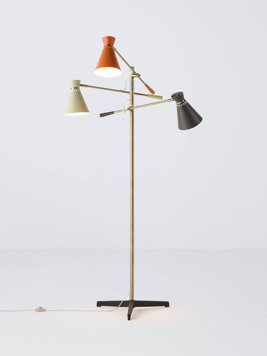 John Lewis Bauhaus Adjustable 3-Arm Floor Lamp, Multi