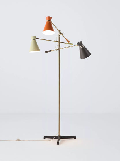 List - John Lewis Bauhaus Adjustable 3-Arm Floor Lamp, Multi