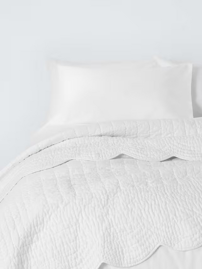 John Lewis Scallop Cotton Quilted Bedspread, White