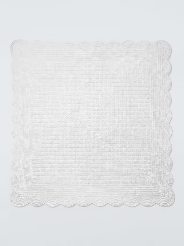 John Lewis Scallop Cotton Quilted Bedspread, White