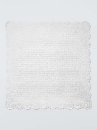 John Lewis Scallop Cotton Quilted Bedspread, White