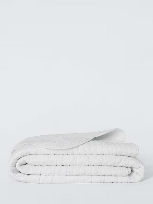 John Lewis Scallop Cotton Quilted Bedspread, White