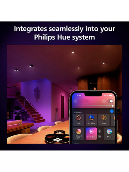 Philips Hue White and Colour Ambiance Wireless Lighting LED Starter Kit with 3x GU10 Bulbs with Bluetooth, Dimmer Switch & Bridge