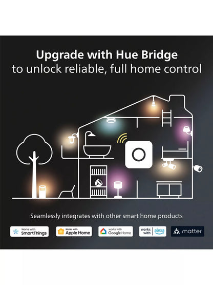 Philips Hue White and Colour Ambiance Wireless Lighting LED Starter Kit with 3x GU10 Bulbs with Bluetooth, Dimmer Switch & Bridge
