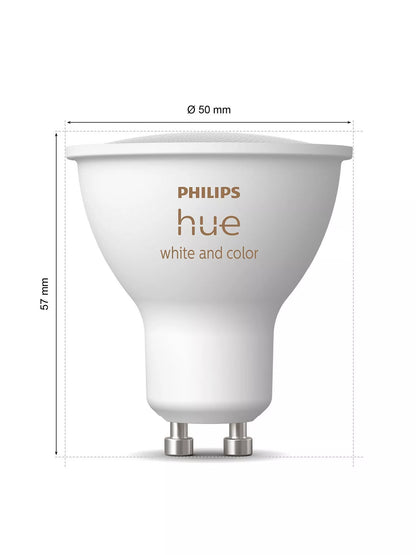Philips Hue White and Colour Ambiance Wireless Lighting LED Starter Kit with 3x GU10 Bulbs with Bluetooth, Dimmer Switch & Bridge