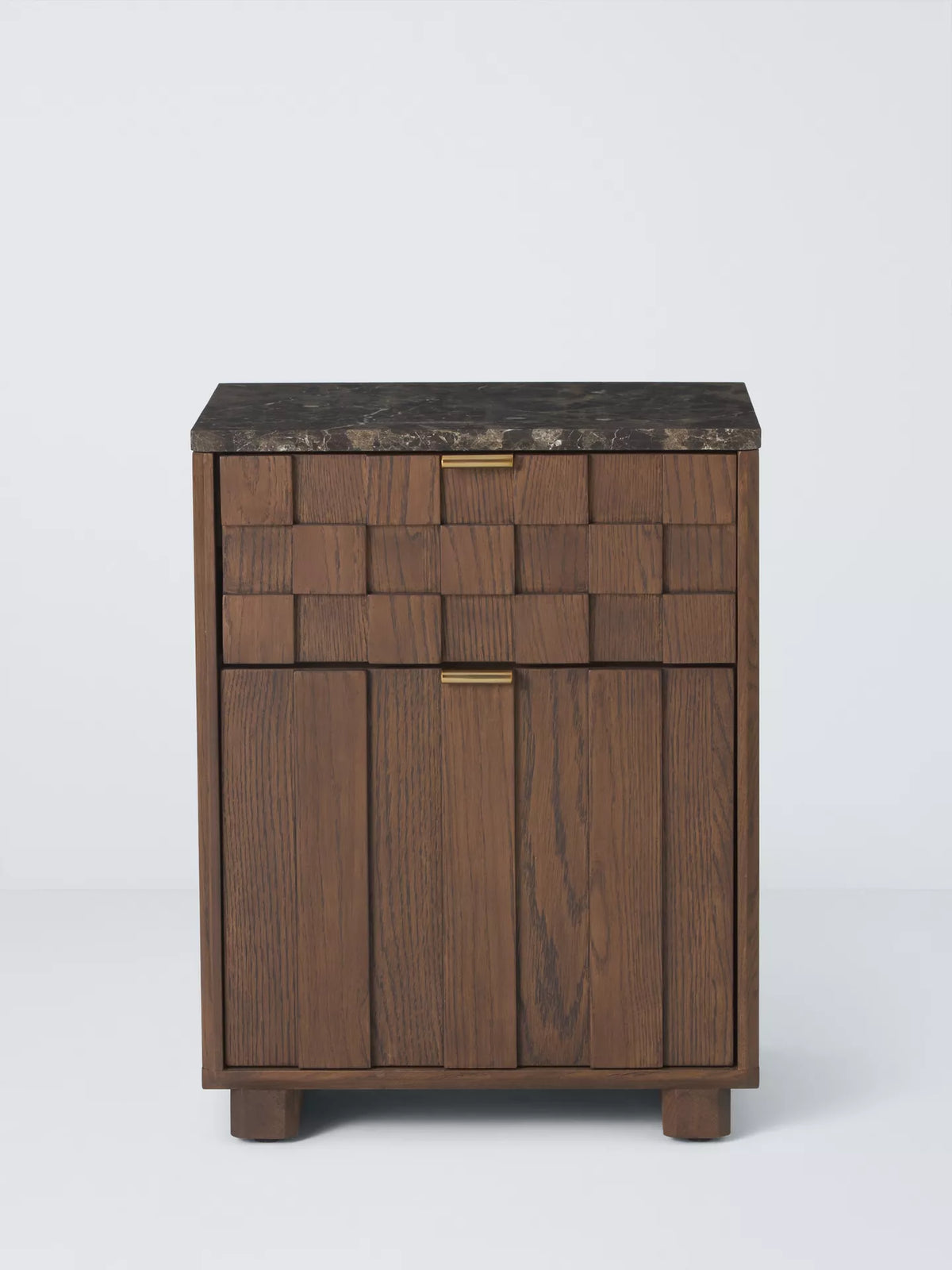 John Lewis Check & Stripe Bedside Table, Dark Wood