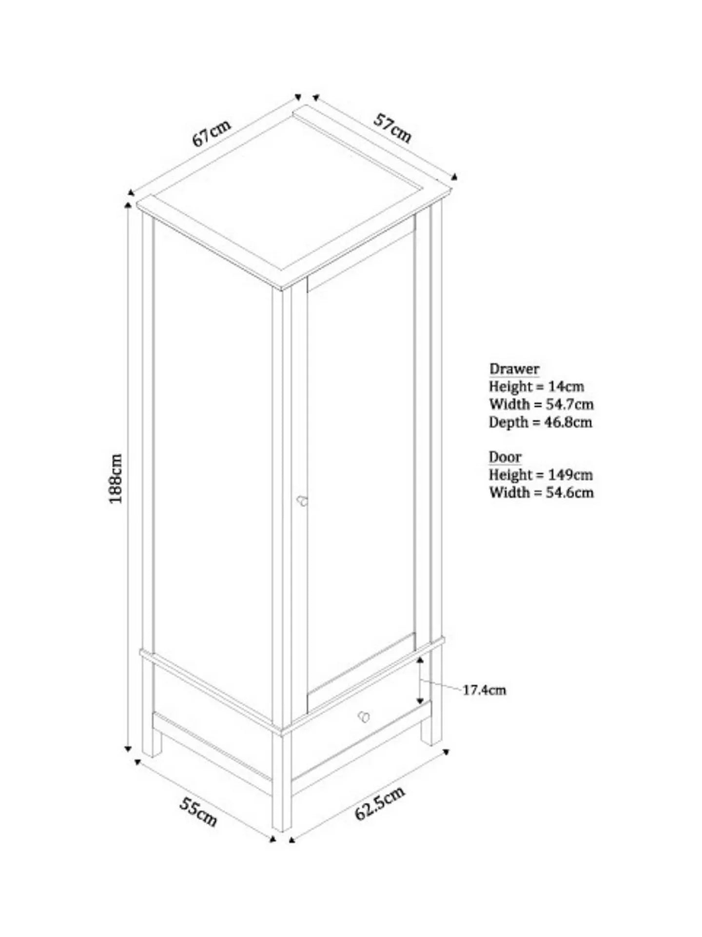 WILTON SINGLE WARDROBE BLUE