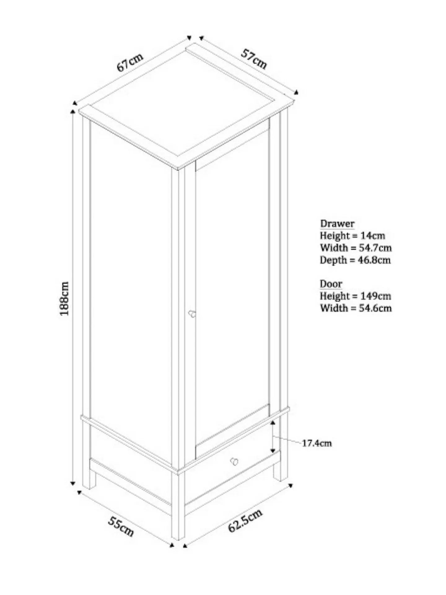 John Lewis ANYDAY Wilton Single Wardrobe Linen