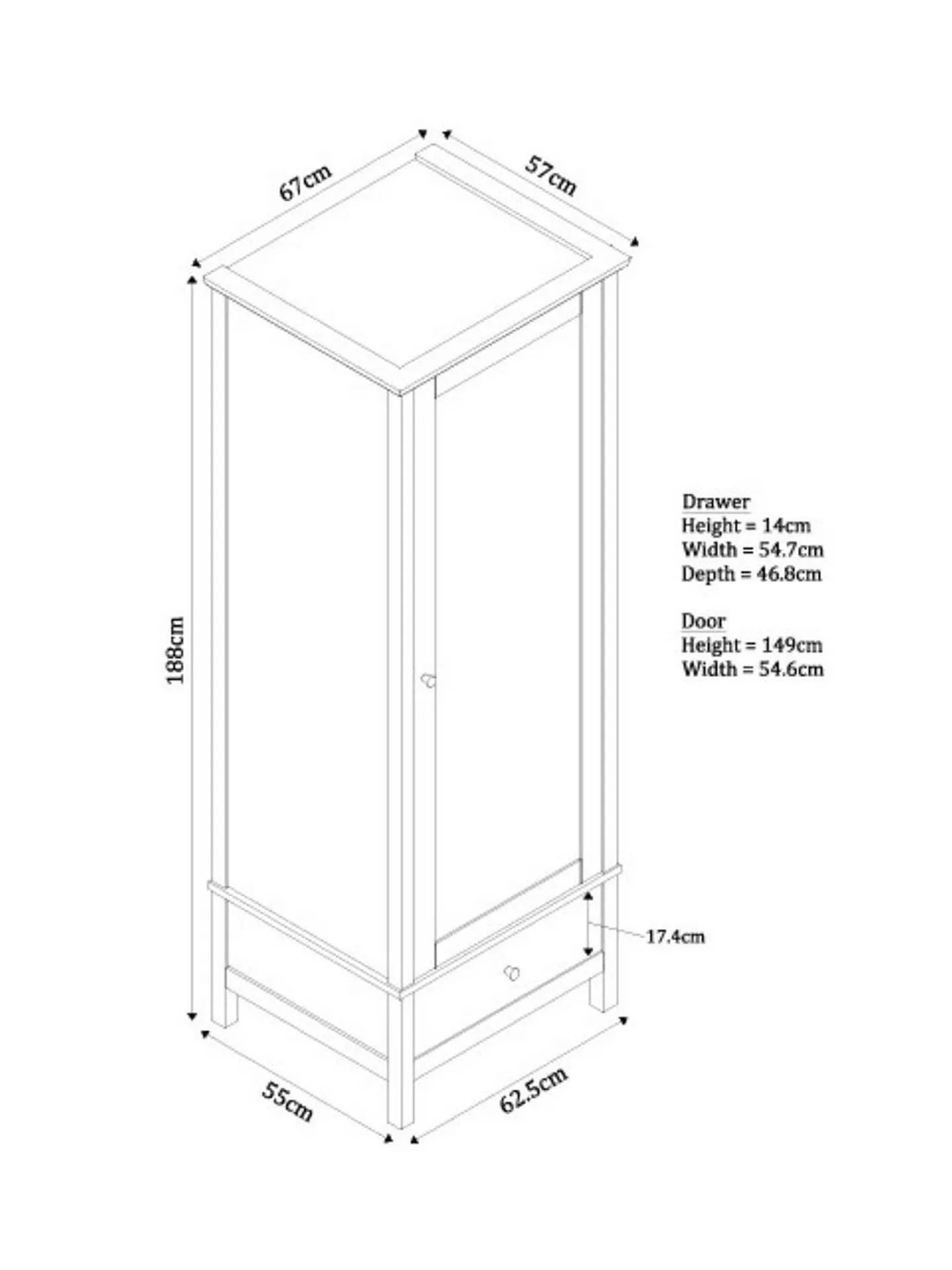 John Lewis Wilton Single Wardrobe, White