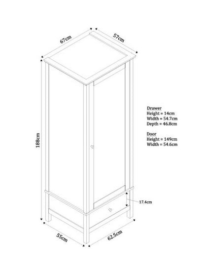 John Lewis Wilton Single Wardrobe, White