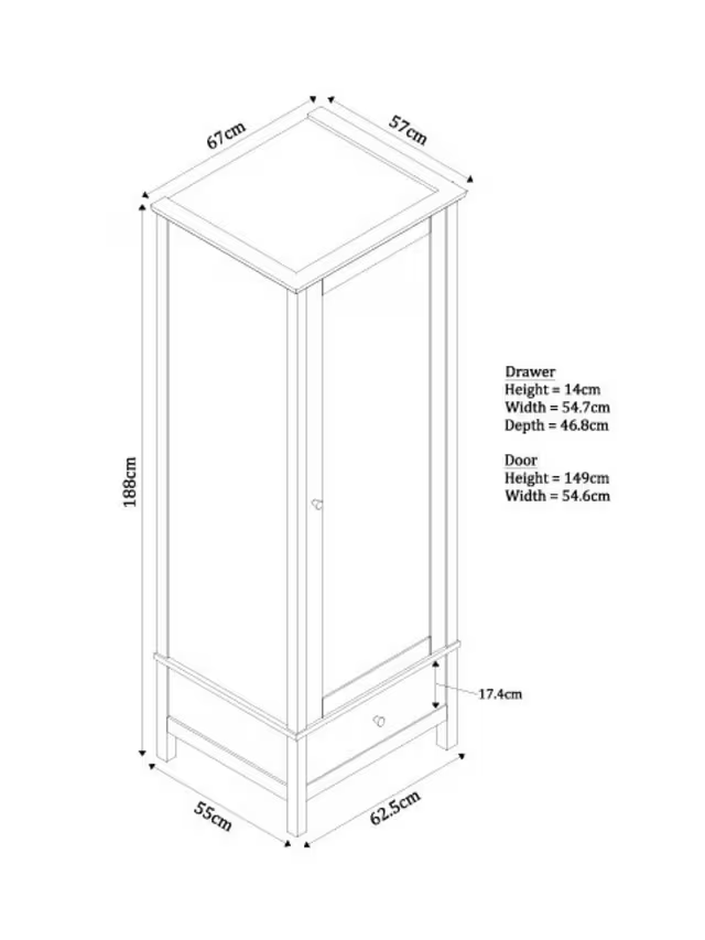 John Lewis Wilton Single Wardrobe, White