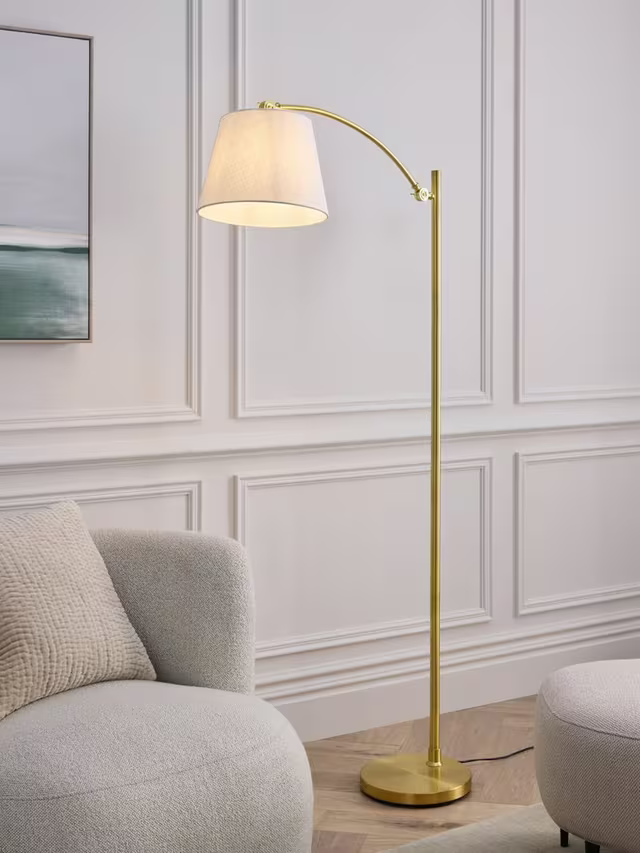 John Lewis Swing Arm Floor Lamp, Matt Gold