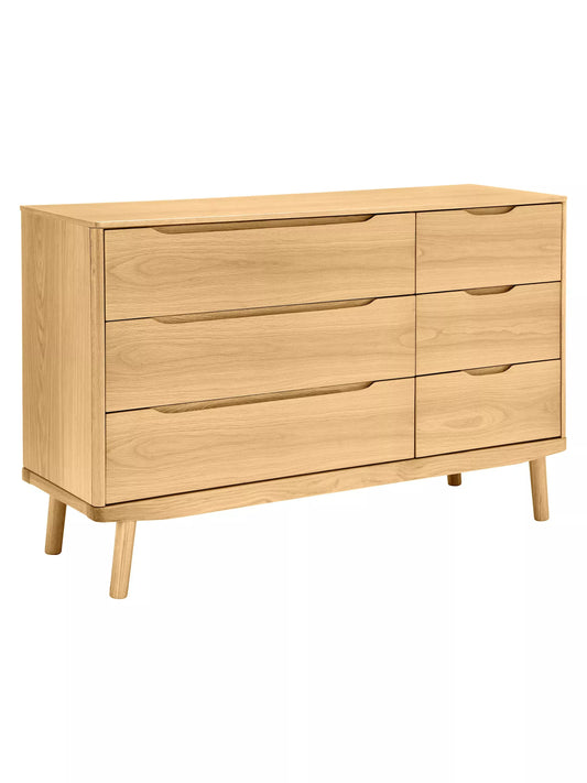 John Lewis Bow 6 Drawer Chest, Natural