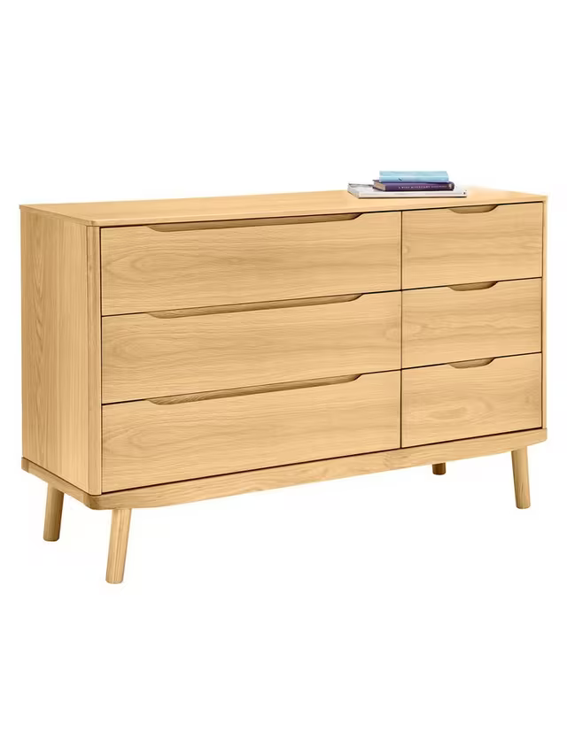 John Lewis Bow 6 Drawer Chest, Natural