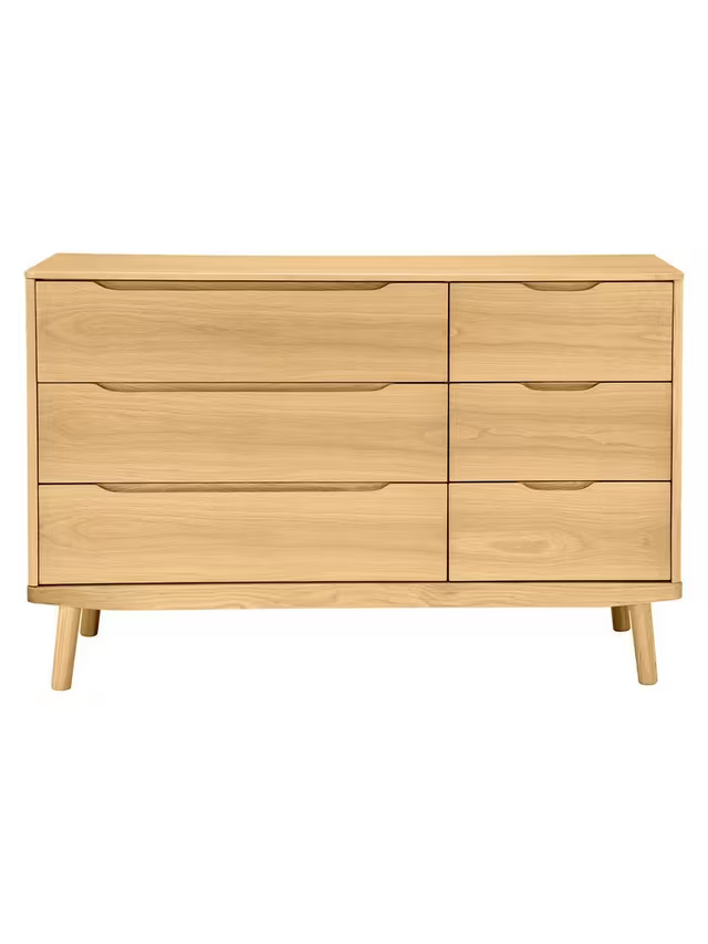 John Lewis Bow 6 Drawer Chest, Natural