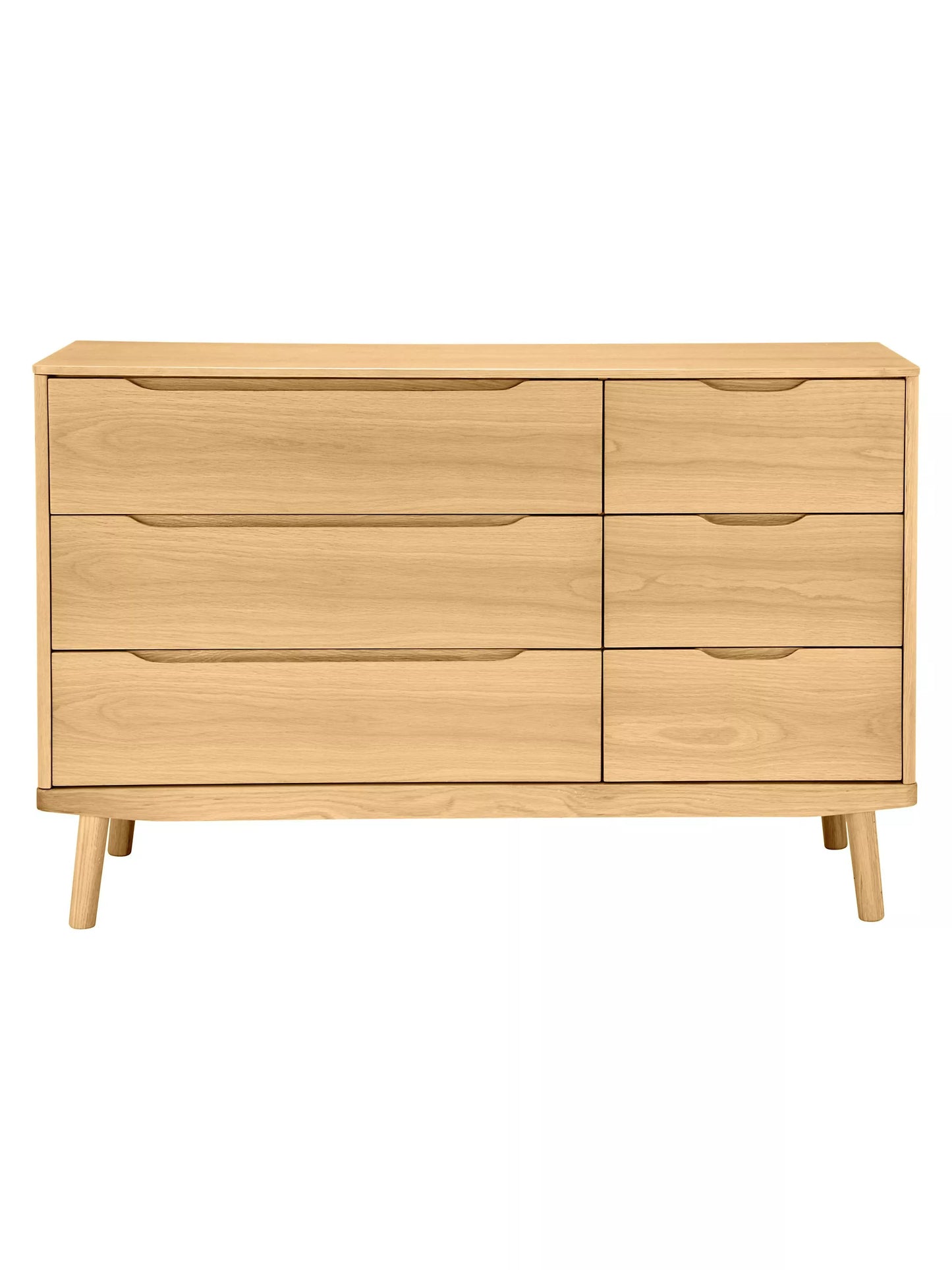 John Lewis Bow 6 Drawer Chest, Natural