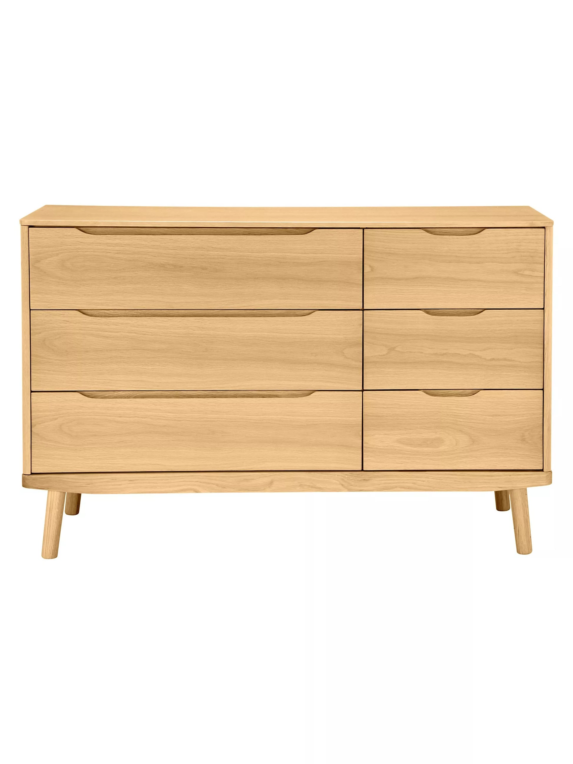 John Lewis Bow 6 Drawer Chest, Natural