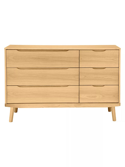 John Lewis Bow 6 Drawer Chest, Natural