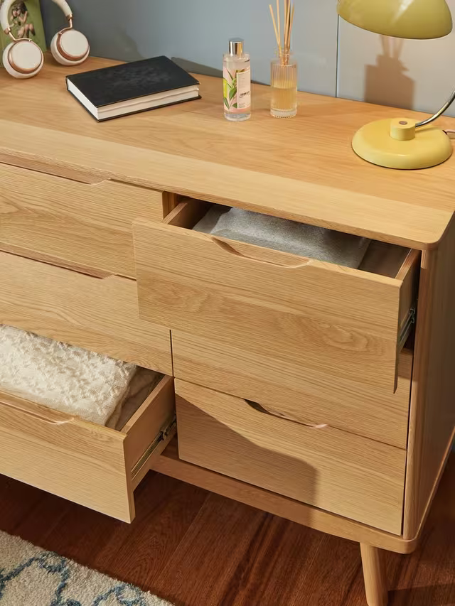 John Lewis Bow 6 Drawer Chest, Natural