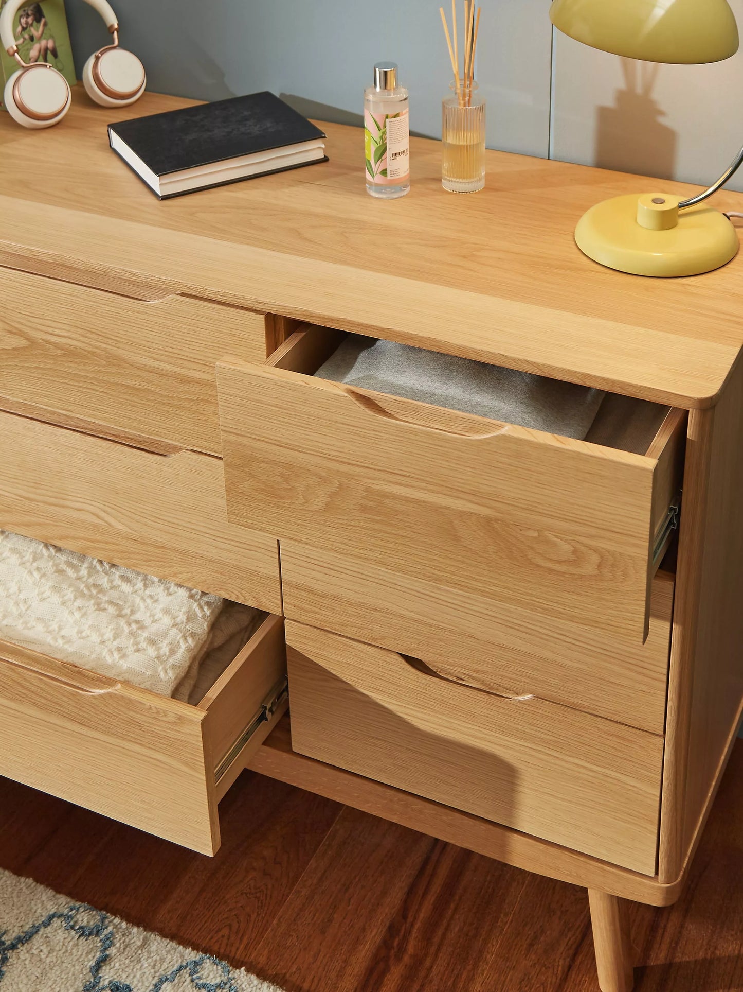 John Lewis Bow 6 Drawer Chest, Natural