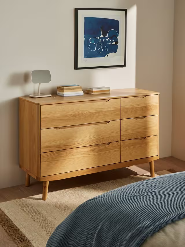 John Lewis Bow 6 Drawer Chest, Natural