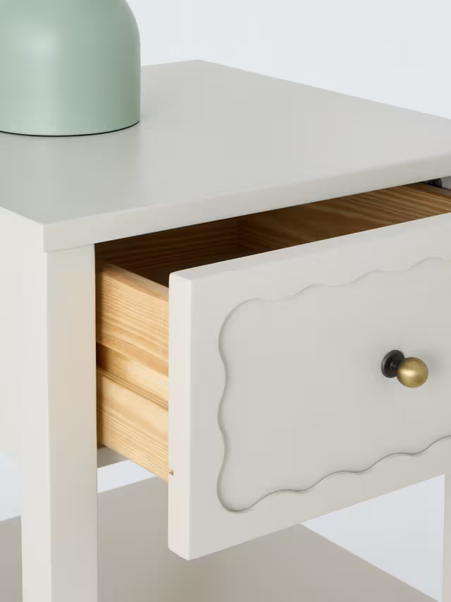 John Lewis Wave 1 Drawer Bedside Table, Greige