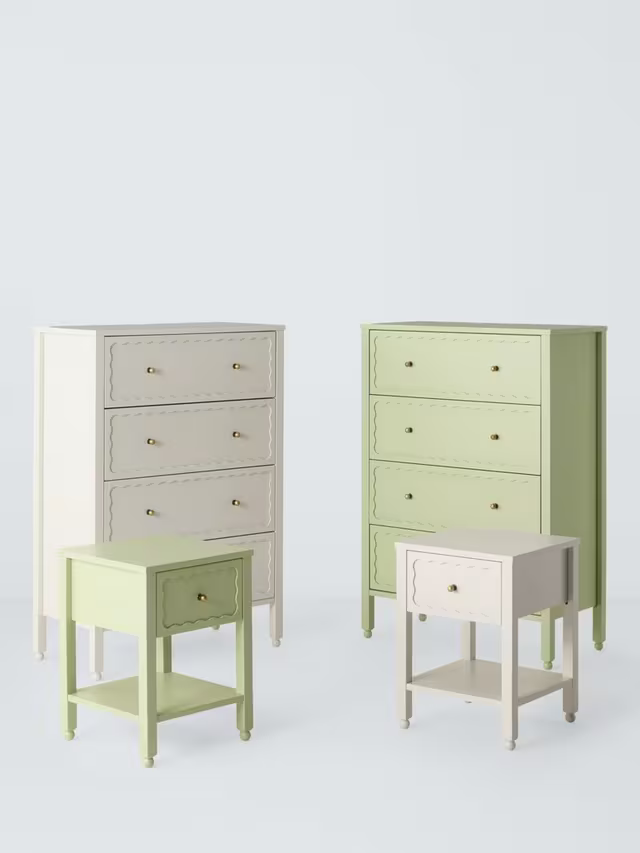 John Lewis Wave 1 Drawer Bedside Table, Greige