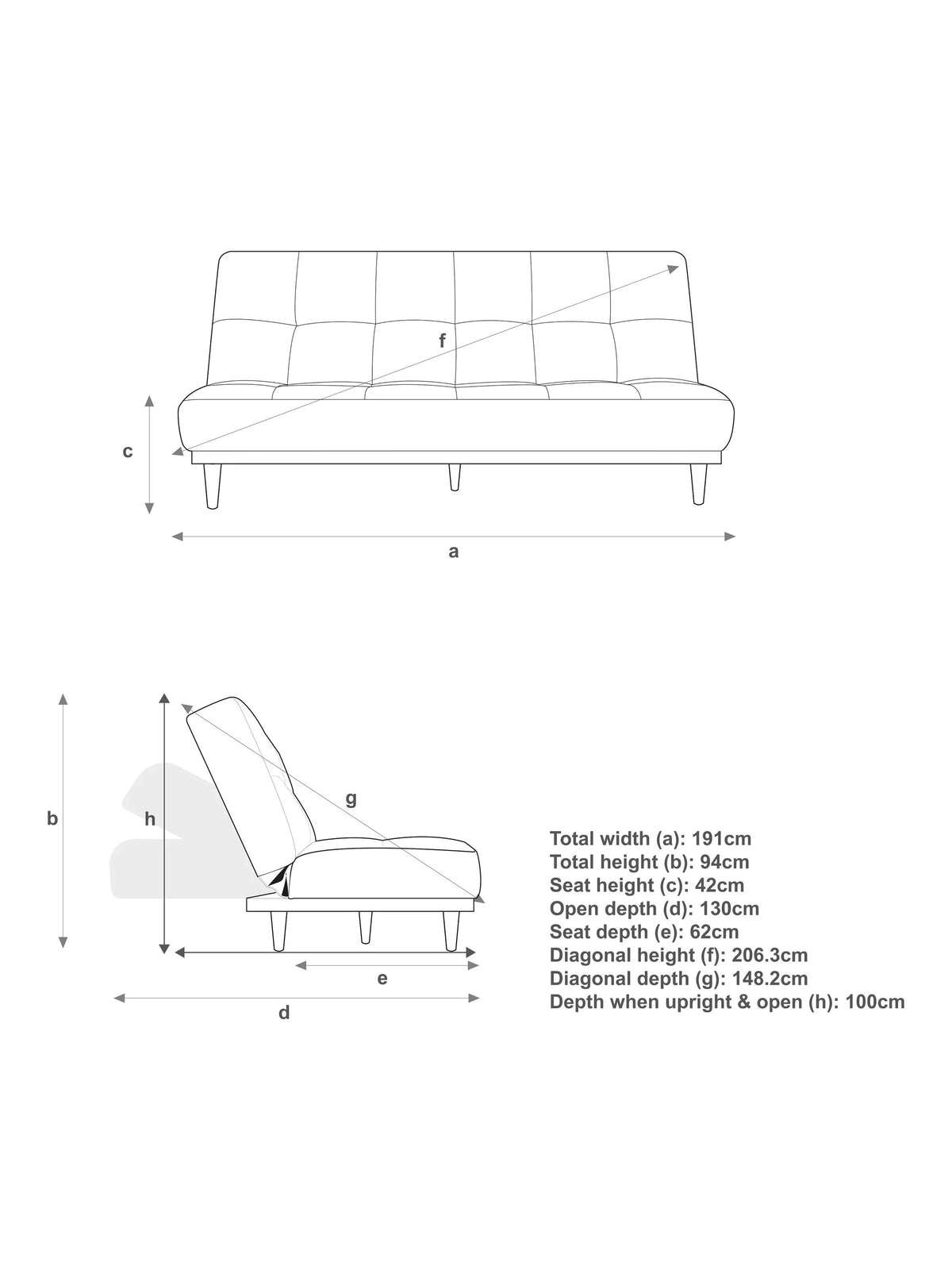 John Lewis Linear Medium 2 Seater Sofa Bed, Light Leg, Cambridge Hunter