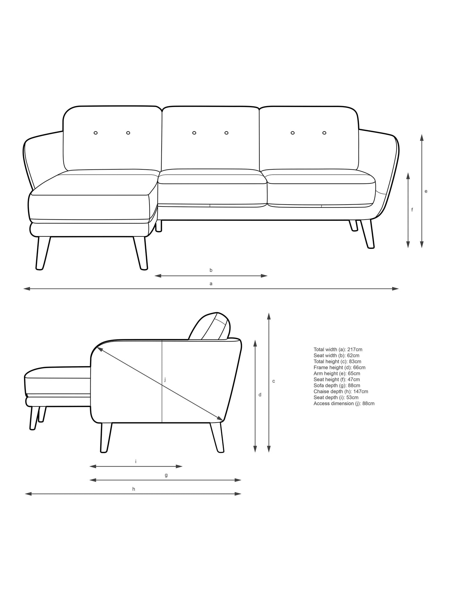 John Lewis Arlo RHF Chaise Sofa Dark Leg Duck Egg Matilda