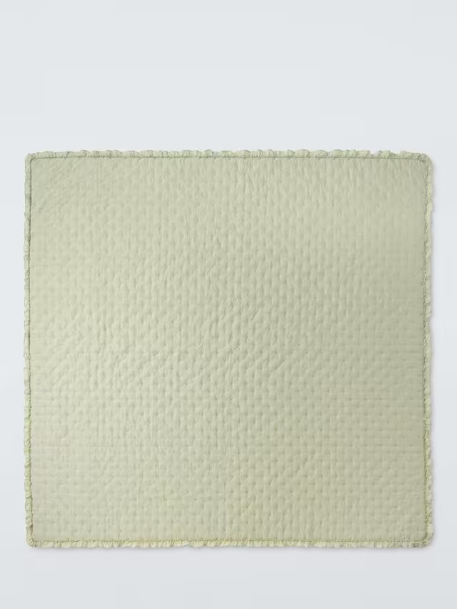John Lewis Chambray Stripe Reversible Quilted Bedspread, Pistachio